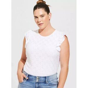 Torrid White Eyelet Lace Flutter Sleeve Dainty Top Women Size 3X